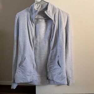 L..L. Bean light heather gray mock neck zip up jacket, small